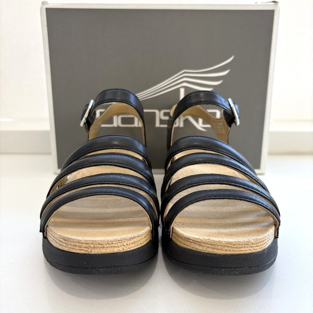 Dansko Roxie Sandals Nappa Leather Strappy Black Size 37 US 7 NEW - Picture 3 of 7